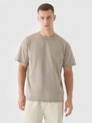 4F T-shirt z efektem acid wash męski - brązowy S. Brązowe t-shirty 4F, m, bez wzorów, z bawełny, bez kołnierzyka, bez ramiączek. W wyprzedaży za 39.99 zł.