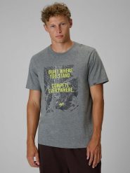 4F T-shirt regular z nadrukiem męski - szara M. Szare t-shirty 4F, m, bez wzorów, z bawełny, bez kołnierzyka, bez ramiączek. Za 79.99 zł.