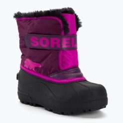 Śniegowce juniorskie Sorel Snow Commander. Fioletowe śniegowce Sorel, bez zapięcia. Za 199.99 zł.
