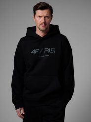 4F Bluza dresowa regular z kapturem męska 4F x Robert Lewandowski - czarna M. Czarne bluzy z kapturem 4F, m, bez wzorów, z bawełny, z kapturem. Za 199.99 zł.