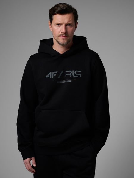 4F Bluza dresowa regular z kapturem męska 4F x Robert Lewandowski - czarna M. Czarne bluzy z kapturem 4F, m, bez wzorów, z bawełny, z kapturem. Za 199.99 zł.
