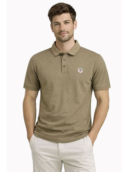 Geographical Norway Koszulka polo "Krafto" w kolorze khaki rozmiar: XL. Brązowe koszulki polo Geographical Norway, xl, bez wzorów, z bawełny, bez kołnierzyka, bez ramiączek. Za 102.42 zł.