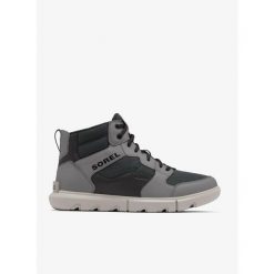 Buty zimowe męskie Sorel Explorer Next Sneaker Mid WP. Szare buty trekkingowe Sorel, na zimę, bez wzorów, bez zapięcia, trekkingowe. Za 398.99 zł.