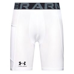 Spodenki fitness męskie UNDER ARMOUR HeatGear Compression kompresyjne. Białe odzież kompresyjna Under Armour, m, bez wzorów, na fitness i siłownię. Za 159.99 zł.