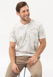 T-shirt z wakacyjnym motywem, Comfort Fit, T-EXOTIC. Białe t-shirty Volcano, l, bez wzorów, z materiału, bez kołnierzyka, bez ramiączek. Za 69.99 zł.