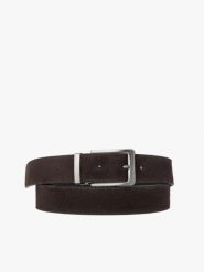 Brązowy pasek ze skóry welurowej. Brązowe paski Ryłko, bez wzorów, z jeansu, eleganckie. Za 129.99 zł.