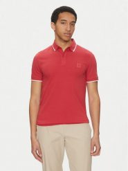 BOSS Polo Passertip 50507699 Czerwony Slim Fit. Czerwone koszulki polo Boss, m, bez wzorów, z bawełny, bez kołnierzyka, bez ramiączek. Za 199.99 zł.