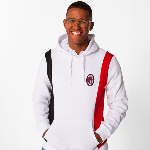 Bluza z kapturem AC Milan męska. Białe bluzy z kapturem AC MILAN, m, bez wzorów, z bawełny, z kapturem. Za 179.99 zł.