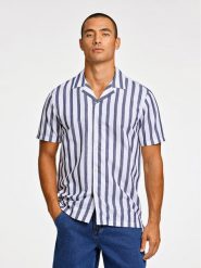 Lindbergh Koszula 30-203321 Granatowy Relaxed Fit. Niebieskie koszule Lindbergh, l, bez wzorów, z bawełny, bez kołnierzyka, bez ramiączek. Za 199.99 zł.