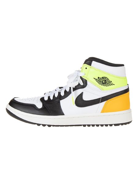 Nike Skórzane sneakersy "1 Retro High Golf" w kolorze żółto-czarno-białym rozmiar: 41. Czarne buty sportowe casual Nike, bez wzorów, z materiału, bez zapięcia. Za 424.65 zł.