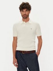 Tommy Hilfiger Polo MW0MW40701 Beżowy Regular Fit. Brązowe koszulki polo sportowe Tommy Hilfiger, m, bez wzorów, z bawełny, bez kołnierzyka, bez ramiączek. Za 389.99 zł.