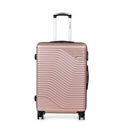 Walizka na kółkach Sapphire ST-140 złota - mała S DUO. Niebieskie walizki Sapphire, bez wzorów, z gumy, małe. W wyprzedaży za 89.80 zł.