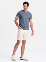 T-shirt męski klasyczny bawełniany BASIC - ciemnoniebieski V18 OM-TSBS-0146 - XXL. Niebieskie t-shirty Ombre Clothing, l, bez wzorów, z bawełny, bez kołnierzyka, bez ramiączek. W wyprzedaży za 24.99 zł.