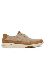 Clarks Sneakersy Easeway Lace 26181369 Beżowy. Brązowe buty sportowe casual Clarks, bez wzorów, z materiału, bez zapięcia. Za 279.99 zł.