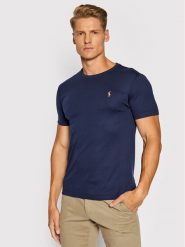 Polo Ralph Lauren T-Shirt 710740727 Granatowy Slim Fit. Niebieskie koszulki polo Polo Ralph Lauren, m, bez wzorów, z bawełny, bez kołnierzyka, bez ramiączek. Za 269.99 zł.