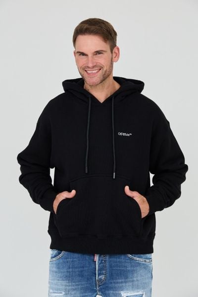 OFF-WHITE Czarna męska bluza, Rozmiar L. Czarne bluzy Off-White, l, bez wzorów, z kapturem. W wyprzedaży za 1,979.99 zł.