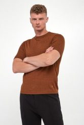 T-shirt męski dzianinowy z wełną EMPORIO ARMANI. T-shirty Emporio Armani, l, bez wzorów, z dzianiny, bez kołnierzyka, bez ramiączek. Za 769.00 zł.