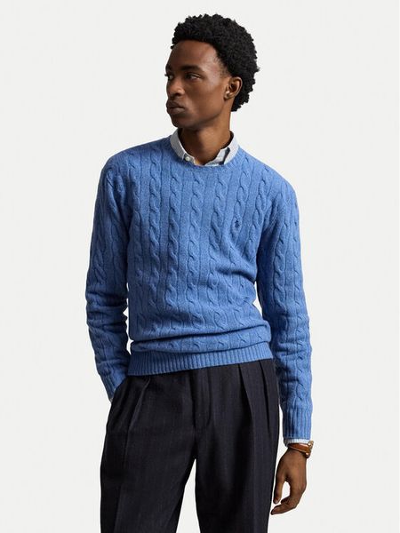 Polo Ralph Lauren Sweter 710876762504 Niebieski jasny Regular Fit. Niebieskie swetry rozpinane Polo Ralph Lauren, m, bez wzorów, z wełny, bez kołnierzyka, bez ramiączek. Za 1,199.00 zł.