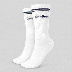 Skarpety unisex fitness 3/4 białe Crew. Białe skarpety GYMBEAM, z aplikacjami, z bawełny. Za 17.90 zł.