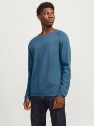 Jack & Jones Sweter w kolorze niebieskim rozmiar: M. Niebieskie swetry nierozpinane Jack & Jones, m, bez wzorów, bez kołnierzyka, bez ramiączek. Za 101.70 zł.