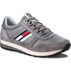 Sneakersy TOMMY JEANS - Retro Runner Sneaker EM0EM00165 Steel Grey 039. Szare buty sportowe casual marki Tommy Jeans, z jeansu. W wyprzedaży za 309.00 zł.