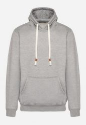 Szara Bluza z Bawełną Kapturem i Kieszenią Typu Kangurek Norrise. Szare bluzy z kapturem Born2be, l, bez wzorów, z bawełny. Za 79.99 zł.