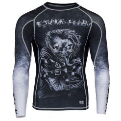 Koszulka sportowa męska Rashguard do MMA EXTREME HOBBY PSYCHO CLOWN. Czarne bielizna termoaktywna EXTREME HOBBY, m, bez wzorów, z bawełny, bez ramiączek, na fitness i siłownię. Za 209.00 zł.