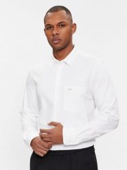 Calvin Klein Koszula K10K110858 Biały Slim Fit. Białe koszule CALVIN KLEIN, m, bez wzorów, z bawełny, bez kołnierzyka, bez ramiączek. Za 309.99 zł.