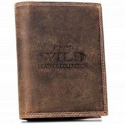 Portfel męski Always Wild N4-CHM-BL j. brązowy. Brązowe portfele Always Wild, bez wzorów, z nubiku. Za 44.99 zł.