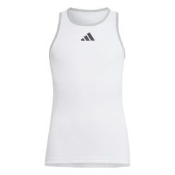 Club Tank Top. Białe bezrękawniki Adidas, bez wzorów, z materiału, bez kołnierzyka, bez ramiączek. Za 148.25 zł.
