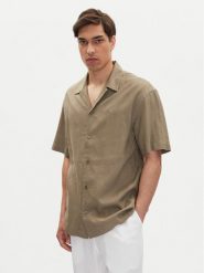 Emporio Armani Koszula EM000593 AF12356 U6189 Brązowy Regular Fit. Brązowe koszule Emporio Armani, m, bez wzorów, ze lnu, bez kołnierzyka, bez ramiączek. Za 459.99 zł.