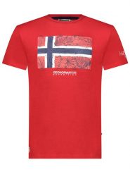 Geographical Norway Koszulka "Jpalm" w kolorze czerwonym rozmiar: S. Czerwone bezrękawniki Geographical Norway, s, bez wzorów, z bawełny, bez kołnierzyka, bez ramiączek. Za 75.16 zł.
