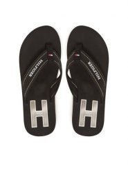 Tommy Hilfiger Japonki Hilfiger H Padded Beach Sandal FM0FM05536 Czarny. Czarne japonki Tommy Hilfiger, bez wzorów, z materiału. Za 169.99 zł.