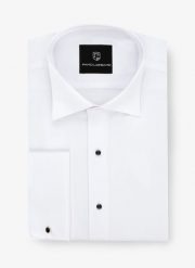 PAKO LORENTE – Koszula męska smokingowa P000B-1X-163-B. Białe koszule Pako Lorente, m, bez wzorów, z bawełny, bez kołnierzyka, bez ramiączek. Za 169.99 zł.