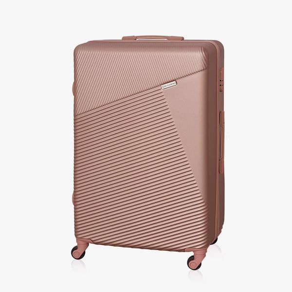 Walizka podróżna BETLEWSKI BWA-053 M różowe złoto. Czerwone walizki Betlewski, bez wzorów, z materiału. Za 269.99 zł.