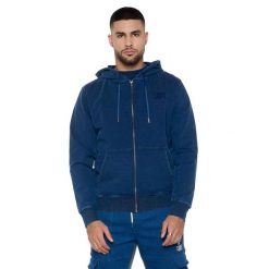 Bluza z bawełna z kaptur na czas wolny na co dzień. Niebieskie bluzy LEONE 1947 APPAREL, bez wzorów, z bawełny, bez kaptura. W wyprzedaży za 169.09 zł.