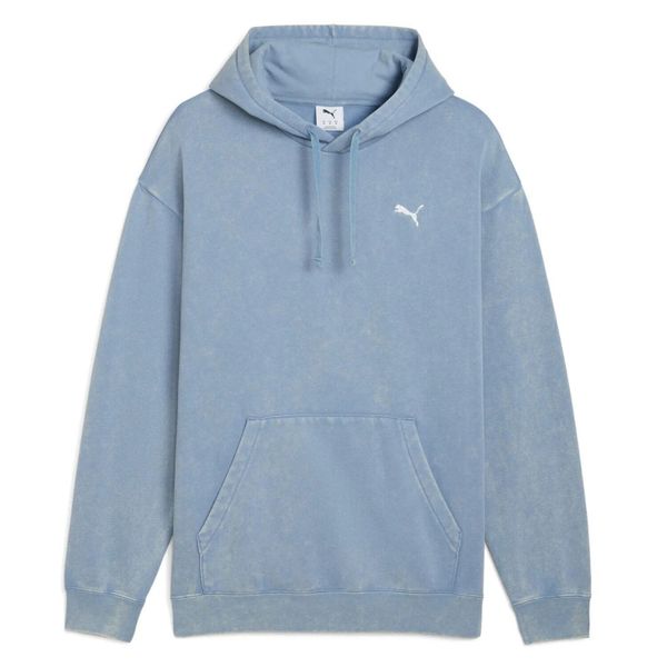 Bluza męska Puma ESS Elevated Relaxed Wash Hoodie. Niebieskie bluzy z kapturem Puma, m, bez wzorów, z bawełny, z kapturem. Za 191.13 zł.