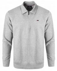 Wygodna Bluza Bawełniana - Pako Jeans - z Kołnierzykiem Polo, Popielata. Szare bluzy Pako Jeans, l, bez wzorów, z bawełny, bez kaptura. Za 175.00 zł.