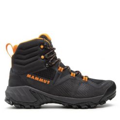 Trekkingi Mammut. Czarne botki sznurowane Mammut, bez wzorów, z gore-texu, bez obcasa, bez zapięcia. Za 1,049.00 zł.
