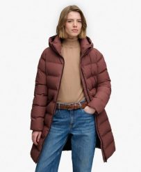 Superdry Kurtka City Mid pikowana slim – Marron Brown. Brązowe kurtki Superdry, bez wzorów, z materiału, bez kaptura. Za 572.00 zł.