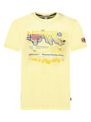 Geographical Norway Koszulka "Vibe" w kolorze żółtym rozmiar: XL. Żółte bezrękawniki Geographical Norway, xl, bez wzorów, z bawełny, bez kołnierzyka, bez ramiączek. Za 57.06 zł.
