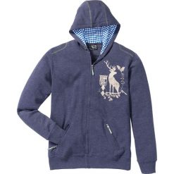 Bluza rozpinana z ludowym motywem bonprix niebieski melanż. Bluzy z kapturem marki bonprix, m, melanż, z kapturem. Za 59.99 zł.