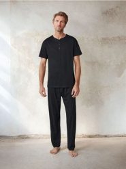 Piżama - czarny. Czarne piżamy Sinsay, l, bez wzorów, z bawełny, bez ramiączek. Za 45.99 zł.