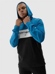 4F Bluza dresowa nierozpinana z kapturem męska - niebieska XL. Niebieskie bluzy z kapturem 4F, m, bez wzorów, z bawełny, z kapturem. W wyprzedaży za 99.99 zł.