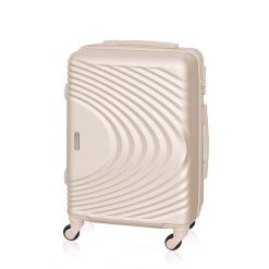 Walizka podróżna BETLEWSKI BWA-055 L beżowa. Brązowe walizki Betlewski, bez wzorów, z materiału. Za 239.99 zł.