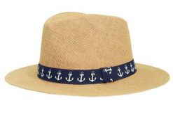 Męski Kapelusz Letni (Styl PANAMA) - Wakacyjny - Pako Jeans - Tasiemka w Kotwice. Żółte kapelusze Pako Jeans, bez wzorów, z jeansu, klasyczne. Za 49.00 zł.
