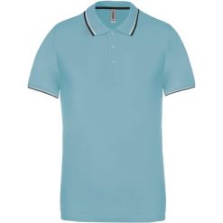 Polo Kariban maille piquée. Niebieskie koszulki polo KARIBAN, m, bez wzorów, bez kołnierzyka, bez ramiączek. Za 149.50 zł.