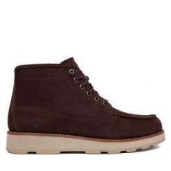 Trzewiki Timberland. Brązowe botki sznurowane Timberland, bez wzorów, bez obcasa, bez zapięcia. Za 769.99 zł.