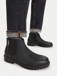 Guess Jeans Sztyblety CEO-ARMY-23 MI08 Czarny. Czarne botki sznurowane Guess Jeans, z aplikacjami, z jeansu, bez obcasa, bez zapięcia. Za 299.99 zł.