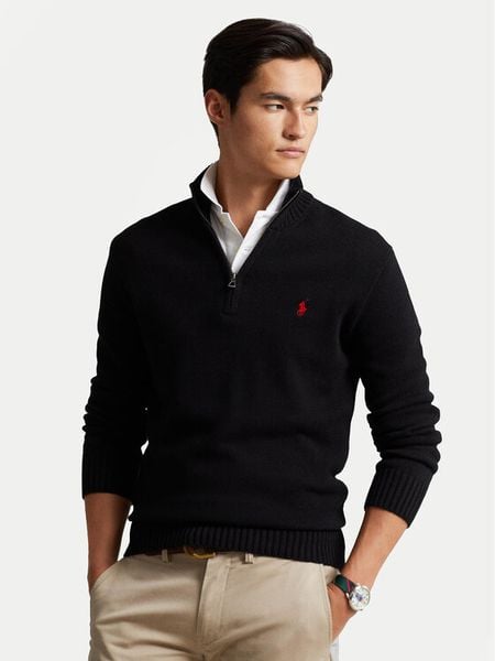 Polo Ralph Lauren Sweter 710859939003 Czarny Regular Fit. Czarne swetry rozpinane Polo Ralph Lauren, m, bez wzorów, z bawełny, bez kołnierzyka, bez ramiączek. Za 1,138.99 zł.